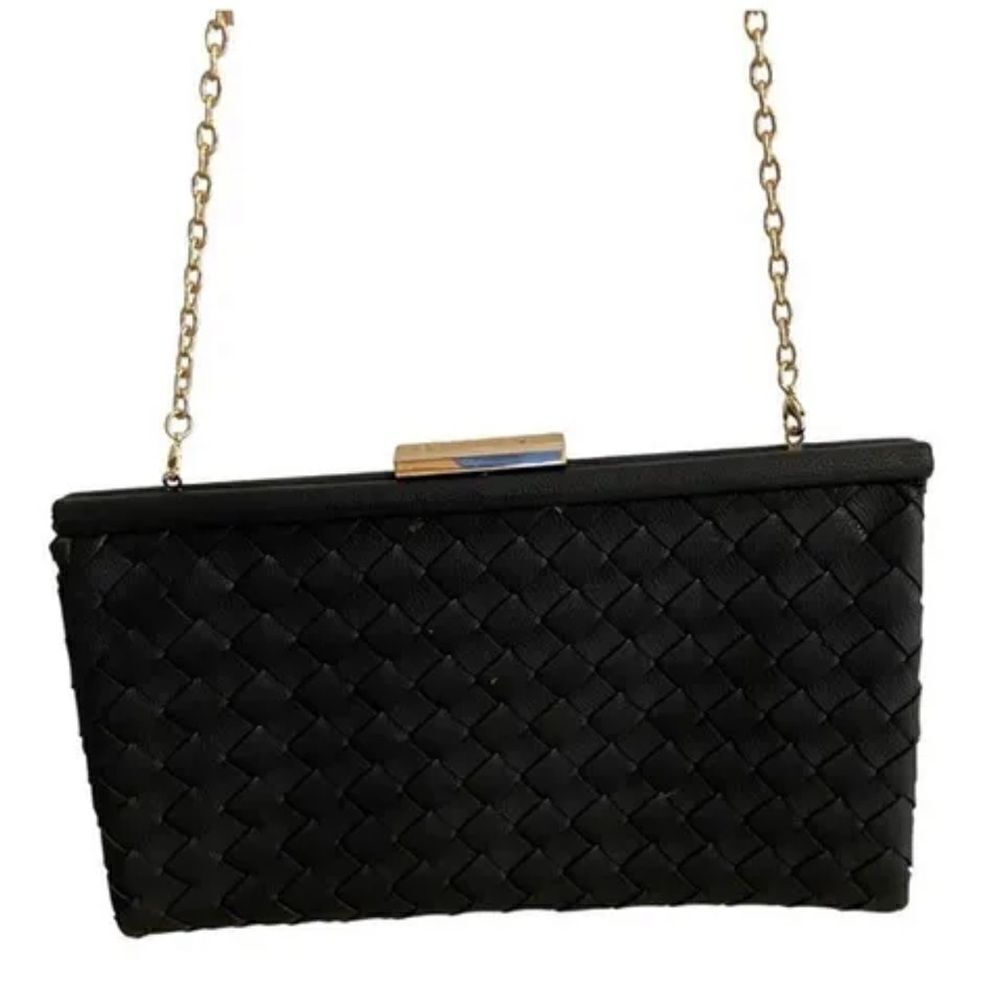 Sondra Roberts Woven Leather Frame Clutch